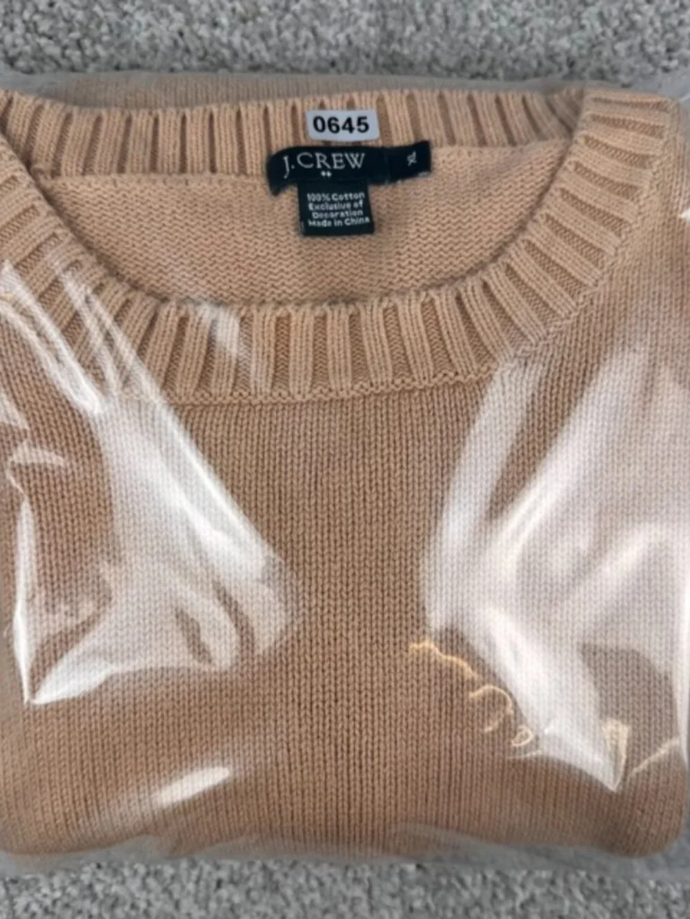 Vintage J Crew Sweater Men Camel Color Oarsman Logo Cotton Preppy Knit Size XL